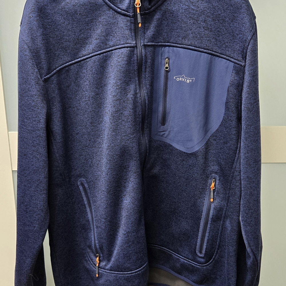 Orvis Men's Navy Sweater Fleece Jacket-XL